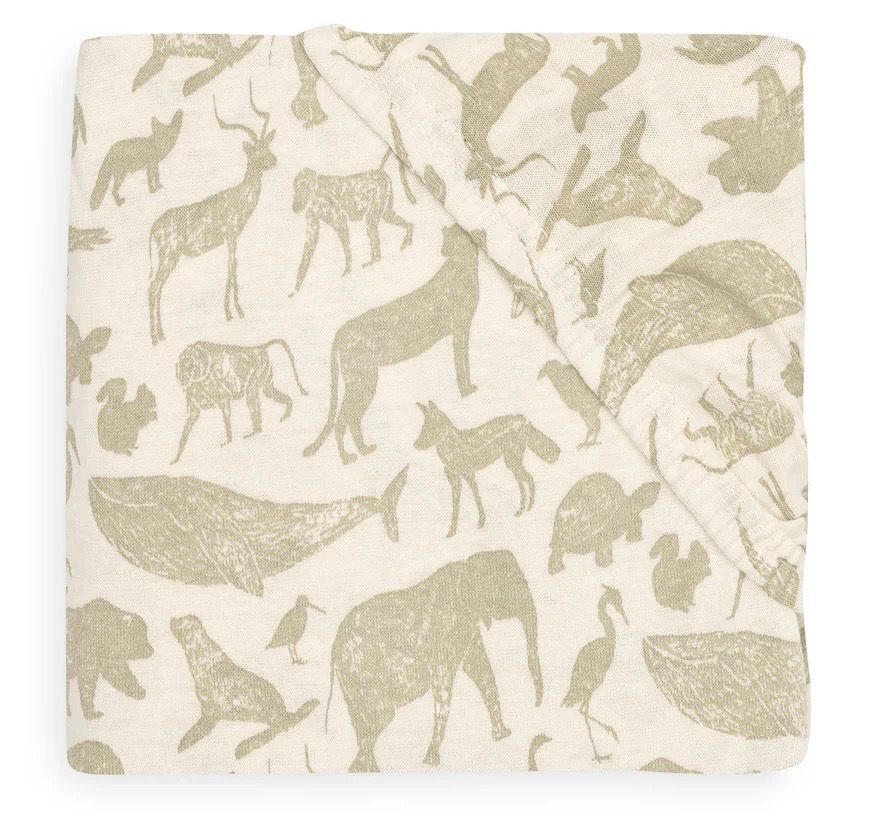 Σεντόνι Κούνιας Jersey Με Λάστιχο 70x140/75x150cm, Animals Olive Green