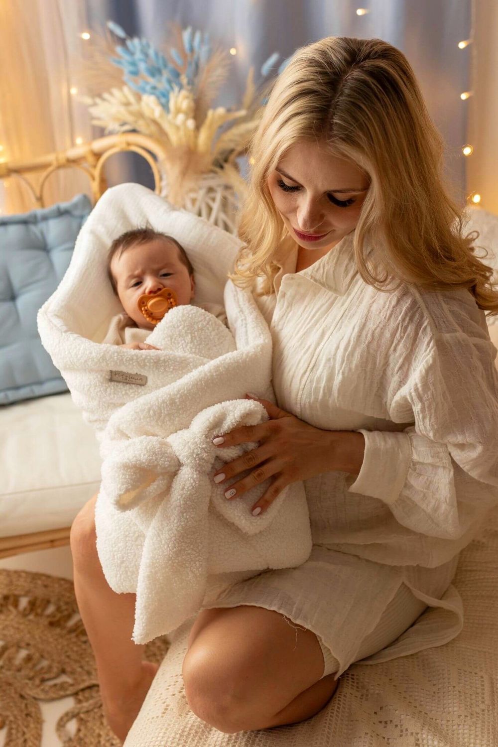 Βρεφική Κουβέρτα Αγκαλιάς Κώνος | Plus Lamb/Muslin | Cream