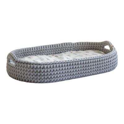 Πλεκτή Αλλαξιέρα Καλάθι Με Στρώμα 70χ40 - Light Grey