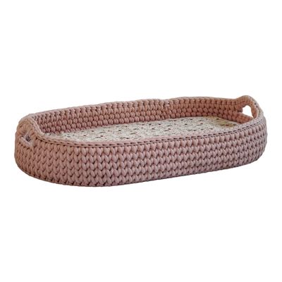 Πλεκτή Αλλαξιέρα Καλάθι Με Στρώμα 70χ40 - Pastel Pink