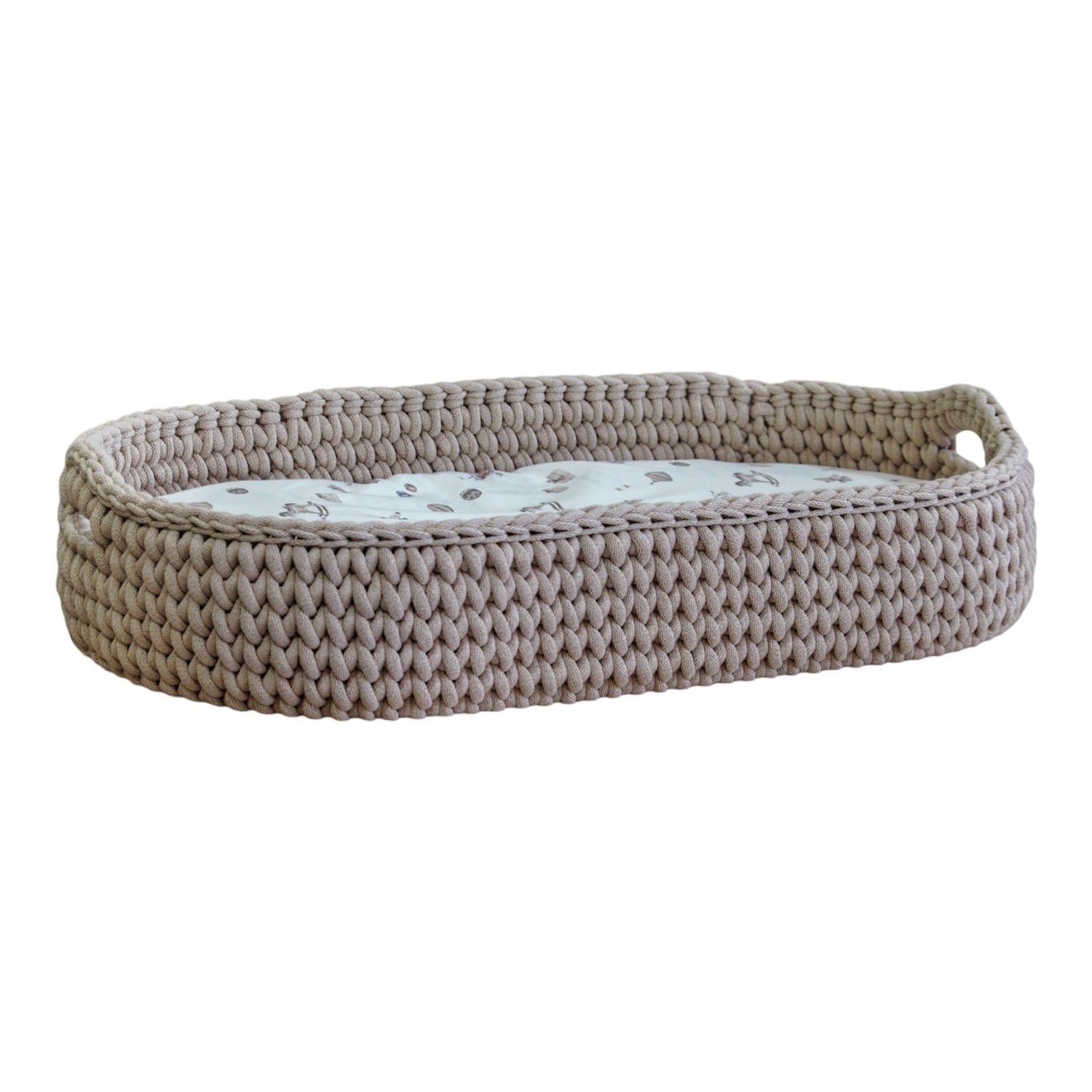 Πλεκτή Αλλαξιέρα Καλάθι Με Στρώμα 70χ40 - Warm Beige