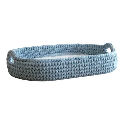 Πλεκτή Αλλαξιέρα Καλάθι Με Στρώμα 70χ40 - Baby Blue