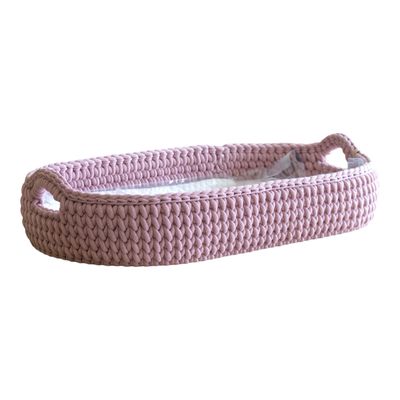 Πλεκτή Αλλαξιέρα Καλάθι Με Στρώμα 70χ40 - Dusty Rose
