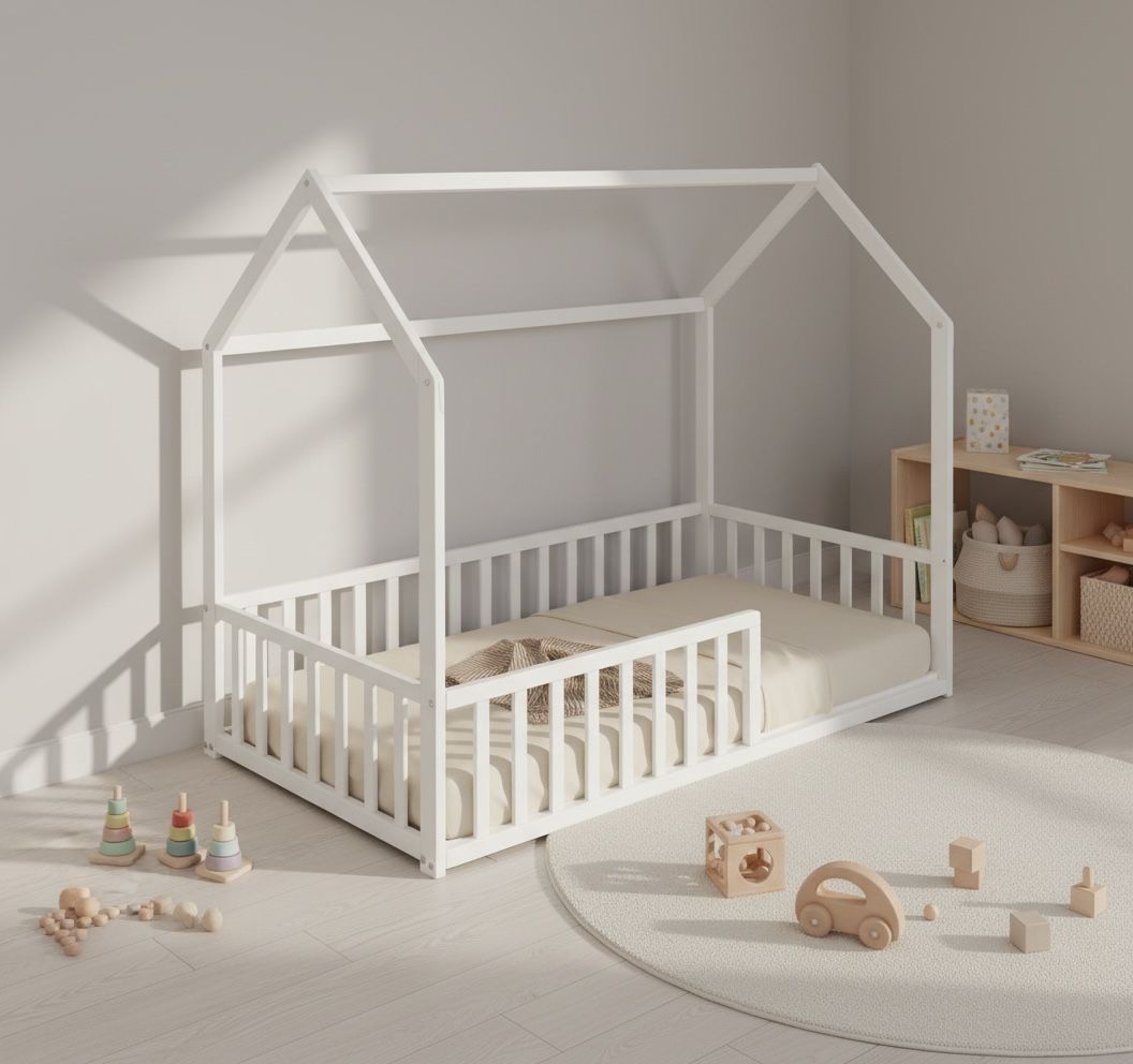 Montessori Κρεβάτι Σπιτάκι | 140x70cm | Λευκό