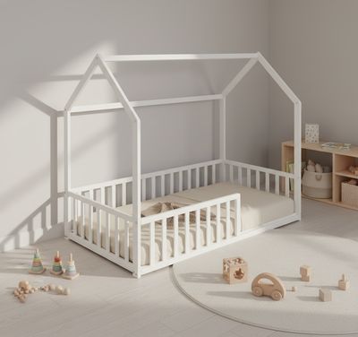 Montessori Κρεβάτι Σπιτάκι | 140x70cm | Λευκό
