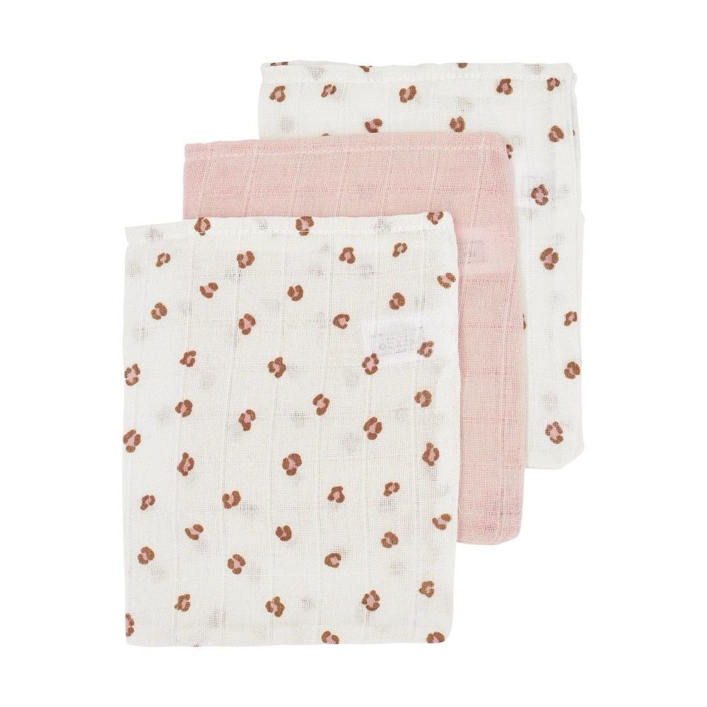 Meyco Σετ 3 Απορροφητικές Λαβέτες/Μουσελίνες Mini Panther Soft Pink – 30x30cm