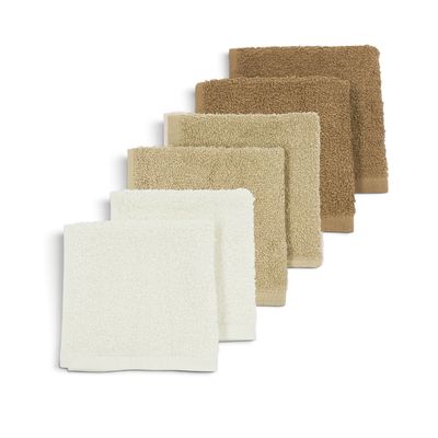 Meyco Πετσετάκια Λαβέτες Πακέτο των 6 Offwhite/Sand/Toffee (30x30cm)