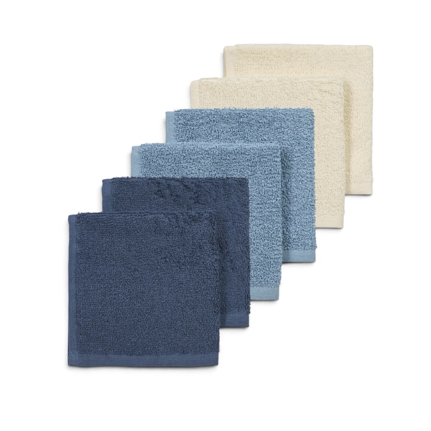 Meyco Πετσετάκια Λαβέτες Πακέτο των 6 Natural/jeans blue/indigo (30x30cm)