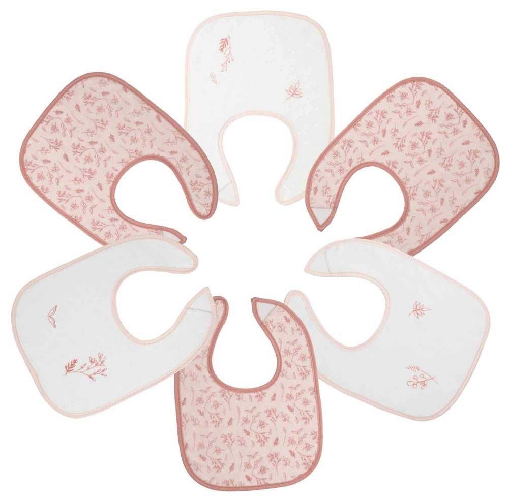 Σετ 6 Σαλιάρες Πετσετέ Αδιάβροχες 22×30, 4+μηνών - Pink Flower | Trois Kilos Sept