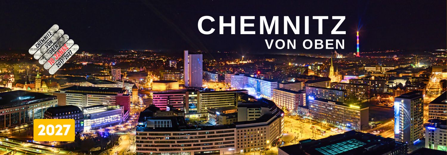 Chemnitz von oben Panoramakalender 2027 58x22 cm Chemnitz von oben Panoramakalender 2027 58x22 cm