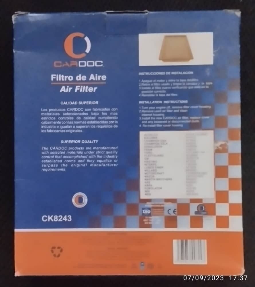 Filtro de aire para Ford Explorer  cuadrado.