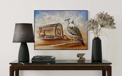 Saltscapes Seagull & Lobster Trap Saltscapes Seagull & Lobster Trap