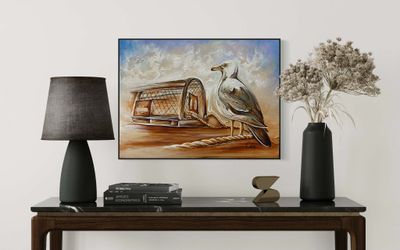 Saltscapes Seagull &amp; Lobster Trap