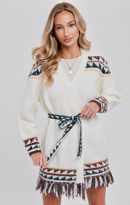 Aztec Belted Cardigan