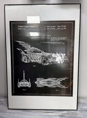Batmobile Blueprint Framed Decor