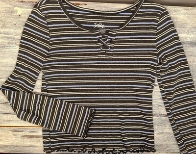 Justice: Stripe Ribbed Top- 8