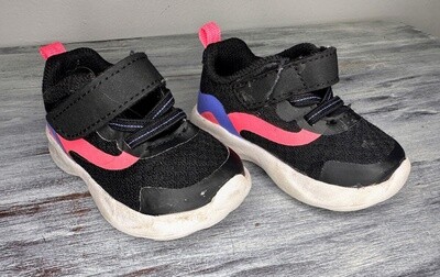 Black/Pink Velcro Tennis Shoes- 3C