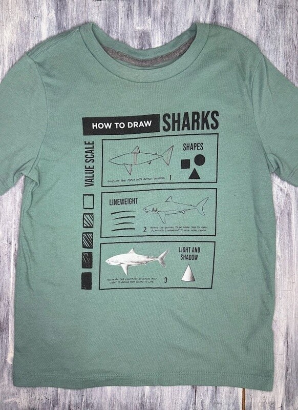 Old Navy: &#39;How to Draw Sharks&#39; Graphic Tee- 6/7