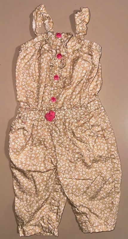 Cherokee: Tan Floral Jumpsuit- 24m