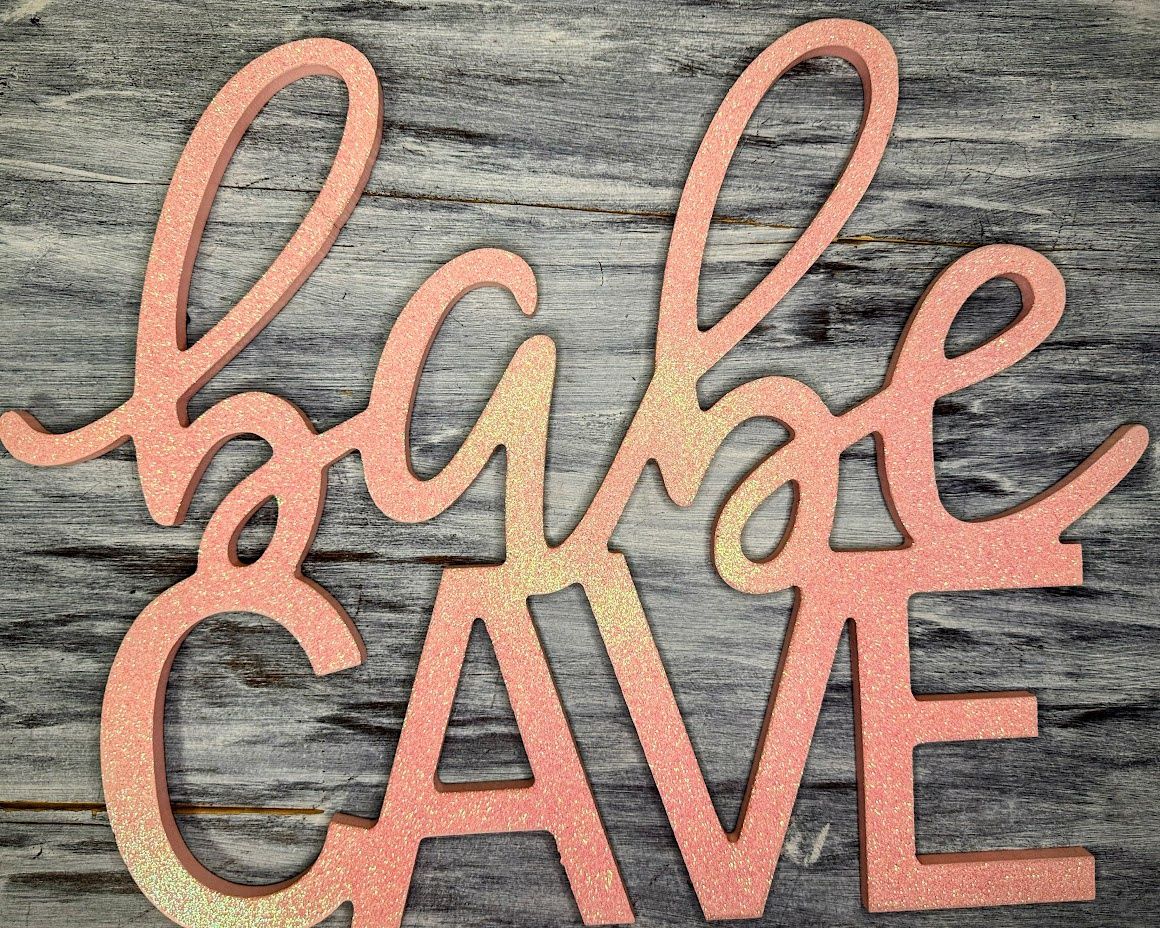 Pink Glitter &#39;Babe Cave&#39; Sign