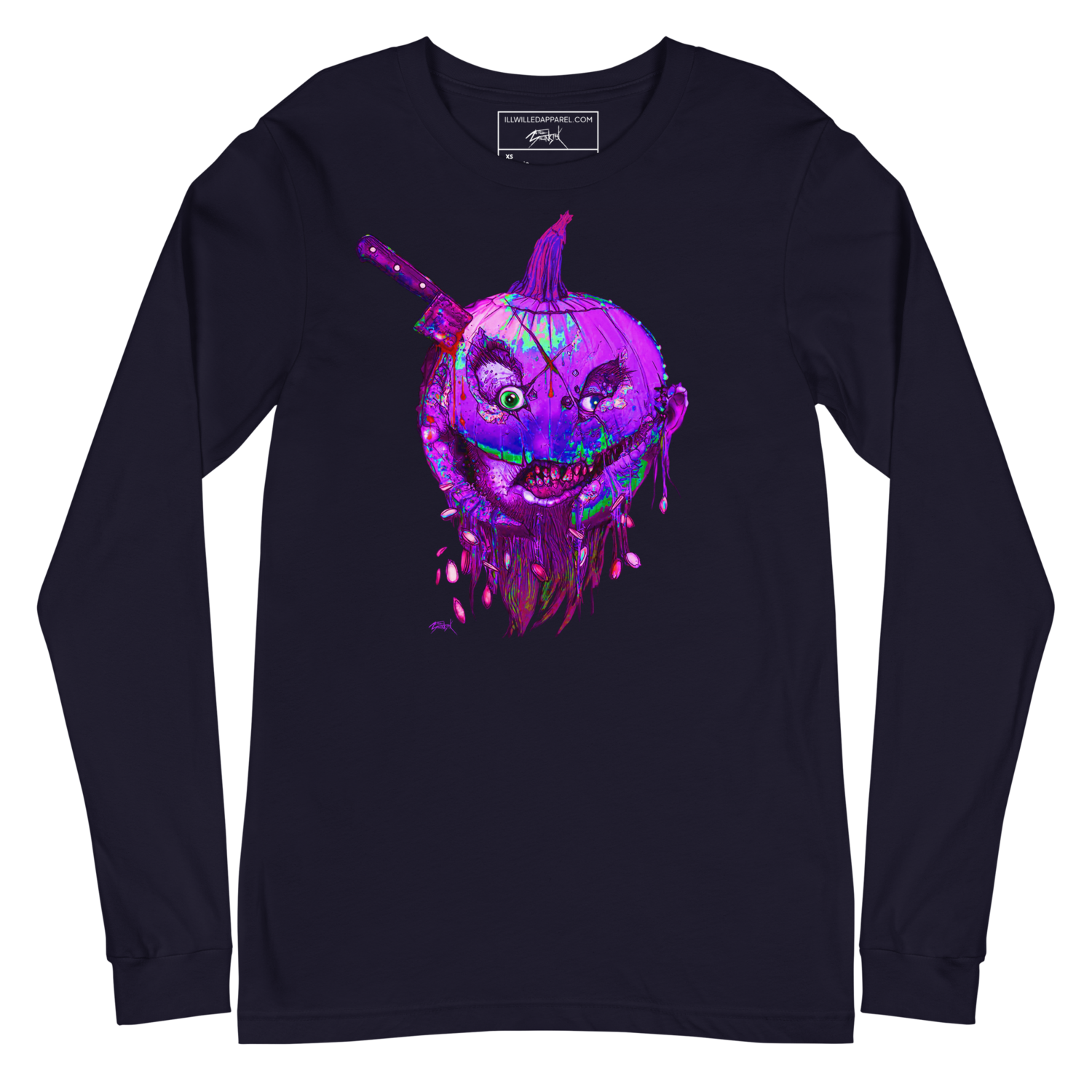 Purple Killer Pumpkin Unisex Long Sleeve Shirt