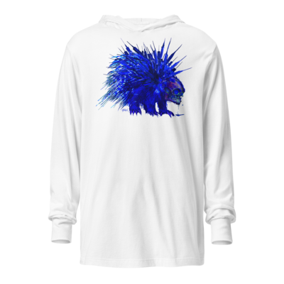 Blue Toxic Quills Hooded Long Sleeve Shirt