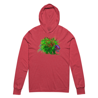 Green and Red Toxic Quills Hooded Long Sleeve Shirt