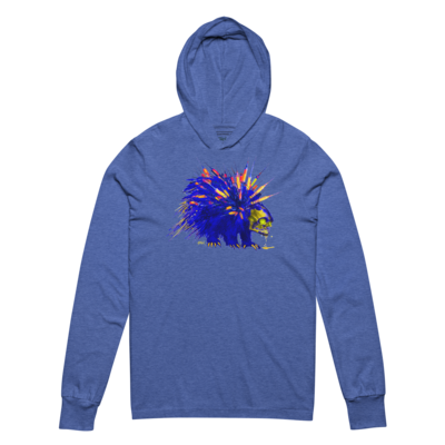 Blue and Yellow Toxic Quills Hooded Long Sleeve Shirt