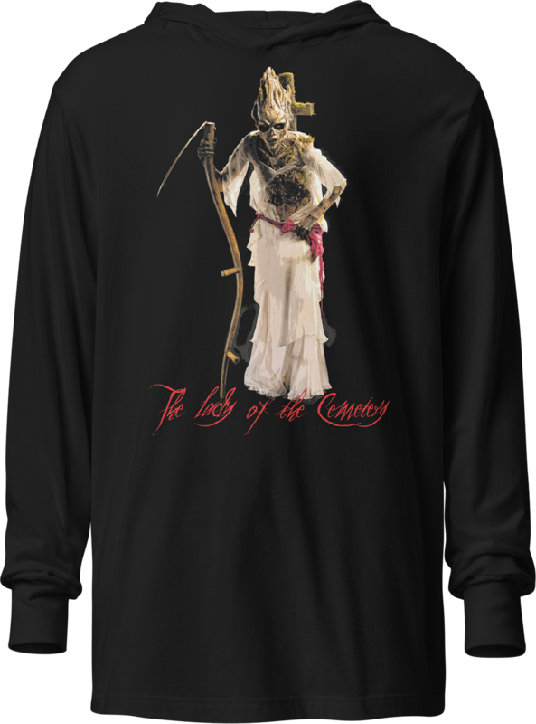 From NETFLIX-Lady Of The Cemetery Face Off Hooded Long Sleeve Shirt, Size: L