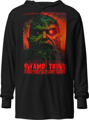 Swamp Thing VHS Wrap Front & Back Print Hooded Long Sleeve Shirt