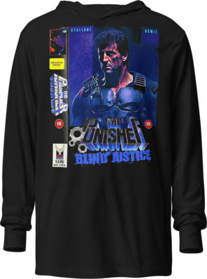 Punisher VHS Box Wrap Front & Back Print Hooded Long Sleeve Shirt