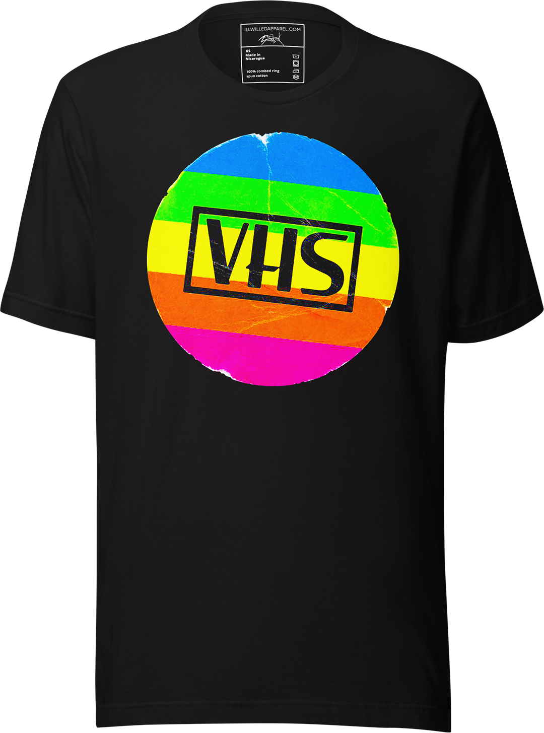Vintage Retro VHS - Color Thru Unisex T-Shirt, Color: Black, Size: L
