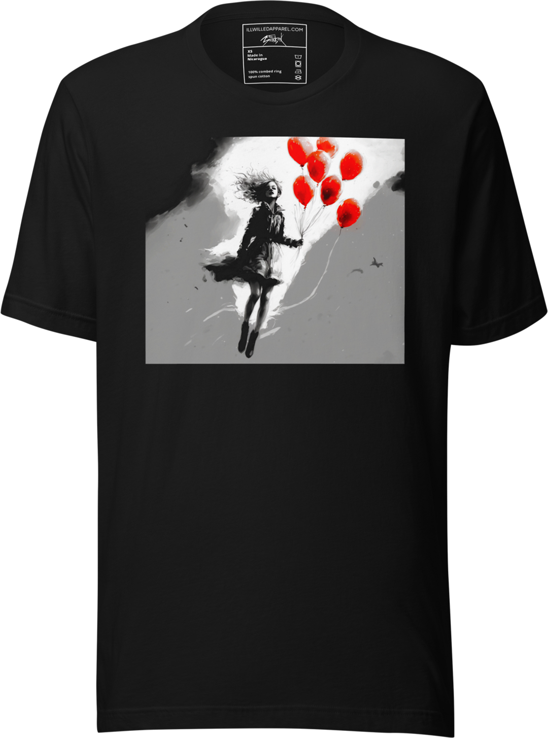 Red Balloons Unisex T-Shirt, Color: Black, Size: L