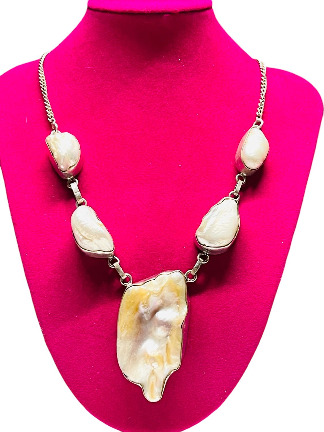 Sterling silver - blister pearl necklace