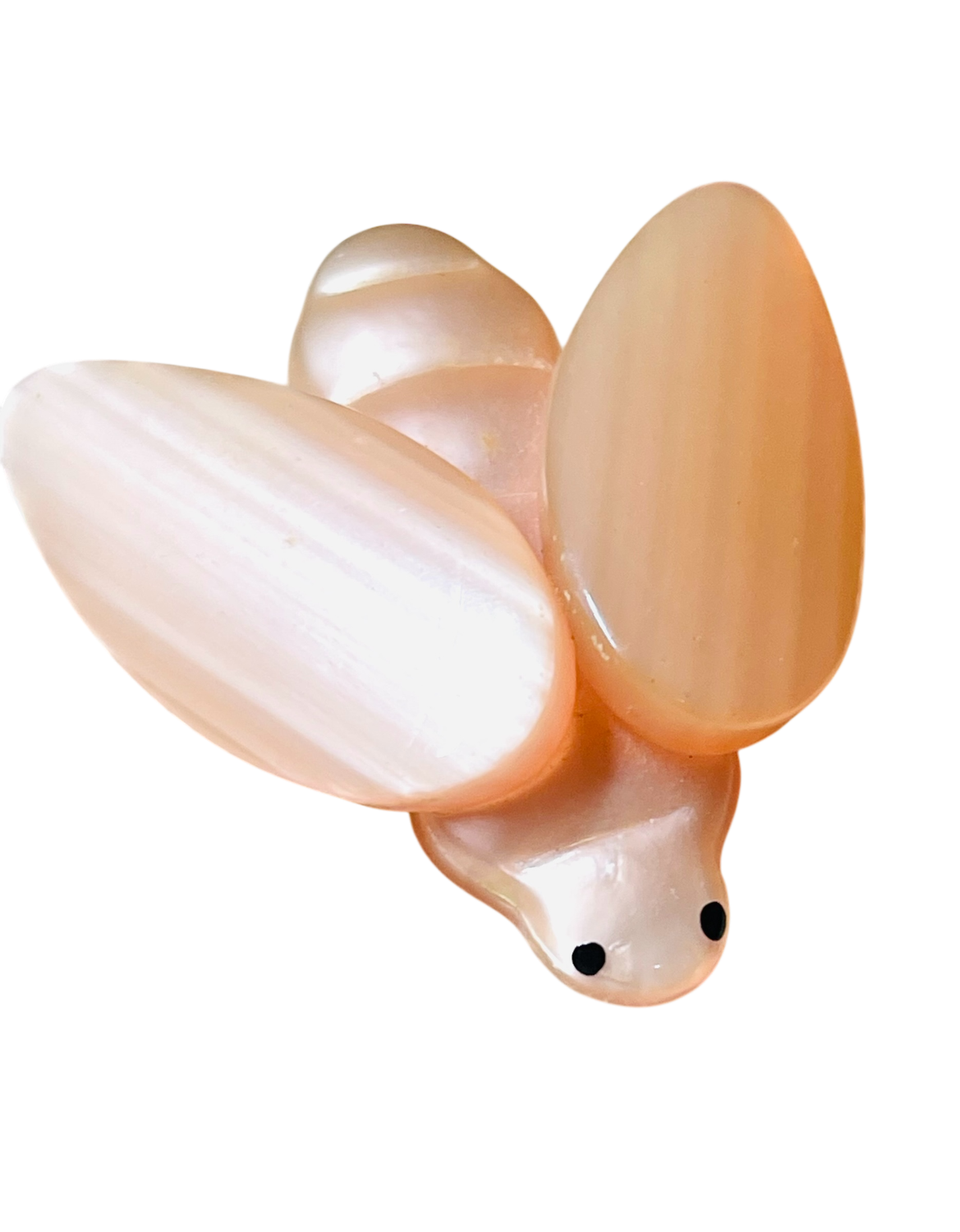 ✨ Vintage 1960s Peach Lucite Bug Brooch — Iridescent Mid-Century Cutie