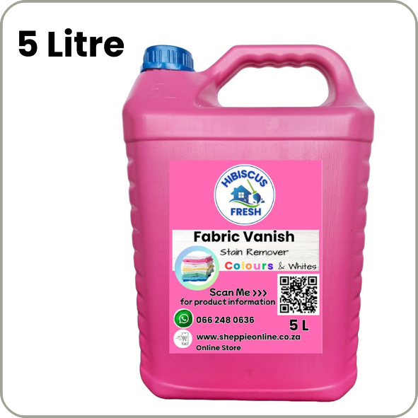 FABRIC  VANISH- 5 Litre  Stain Remover Power Formula Colour Fabrics -Also used on Upholstery &amp; Carpets  FREE DELIVERY - QUALITY COMPARISON TO TOP LEADING BRANDS