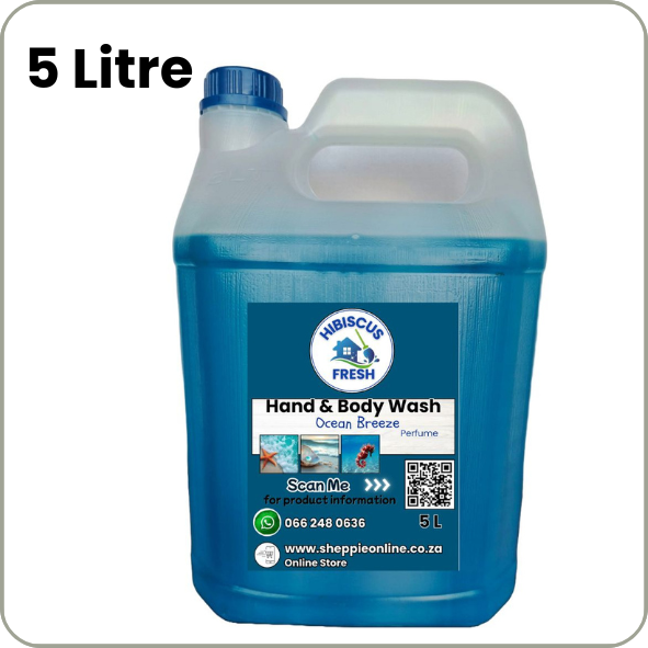HAND &amp; BODY WASH - 5 Litre  Ocean Breeze fragrance  FREE DELIVERY - QUALITY COMPARISON TO TOP LEADING BRANDS
