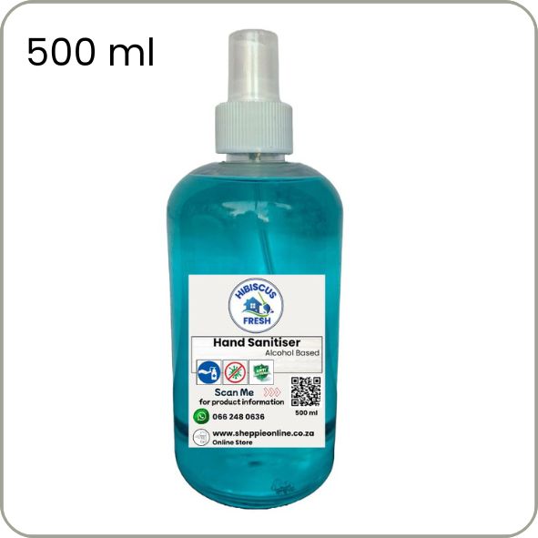 SANITISER - 500 ml   Alcohol based -Eliminates 99.9% of germs and bacteria