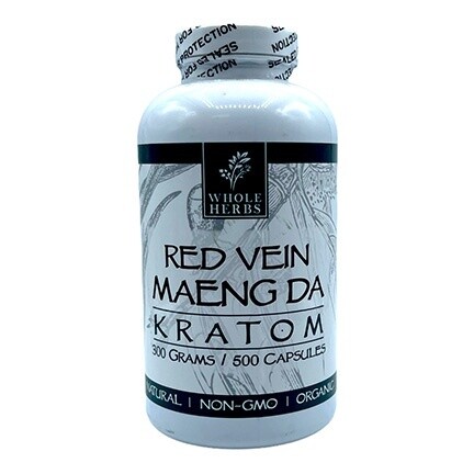 Whole Herbs Red Vein Maeng Da Kratom Capsules 150 Grams 250 capsules