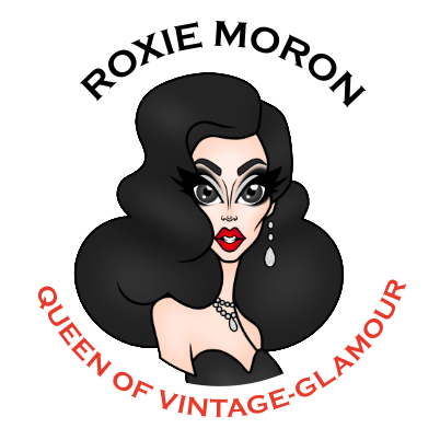 Roxie Moron – “Queen of Vintage-Glamour” Custom Button Pin Badge (38mm)