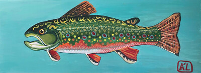 • Handgeschilderd Vissen Schilderij • Brook Trout • Bron Forel