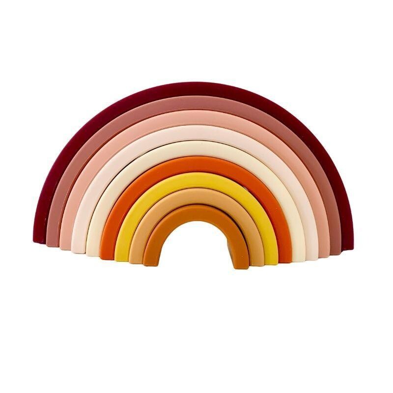 sugar + maple Silicone Stacking Rainbow (9 pc) Natural