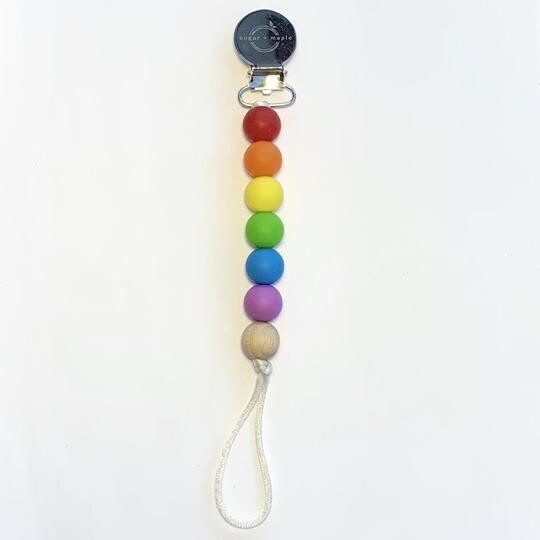 Sugar + Maple Paci/Teether Clip - Rainbow
