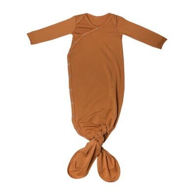 Copper Pearl Infant Knotted Gown - Camel
