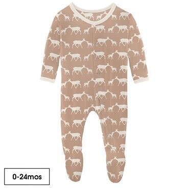Kickee Pants Footie with Zipper - Doe and Fawn 3-6 mo.