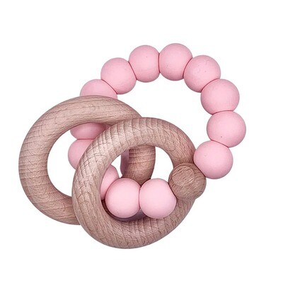 Sugar + Maple Wooden & Silicone Teether - Pink
