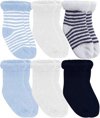 Kushies Socks - 0-3 mo (set of 6) - Blue