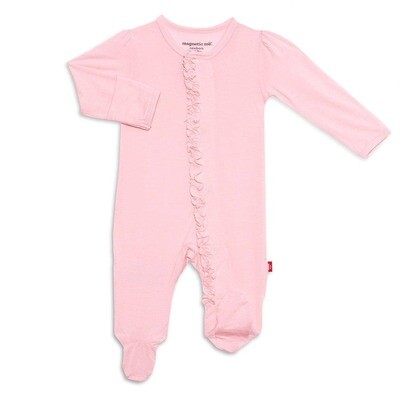 Magnetic Me Ruffled Footie - Pink Dogwood - 3-6 mo.