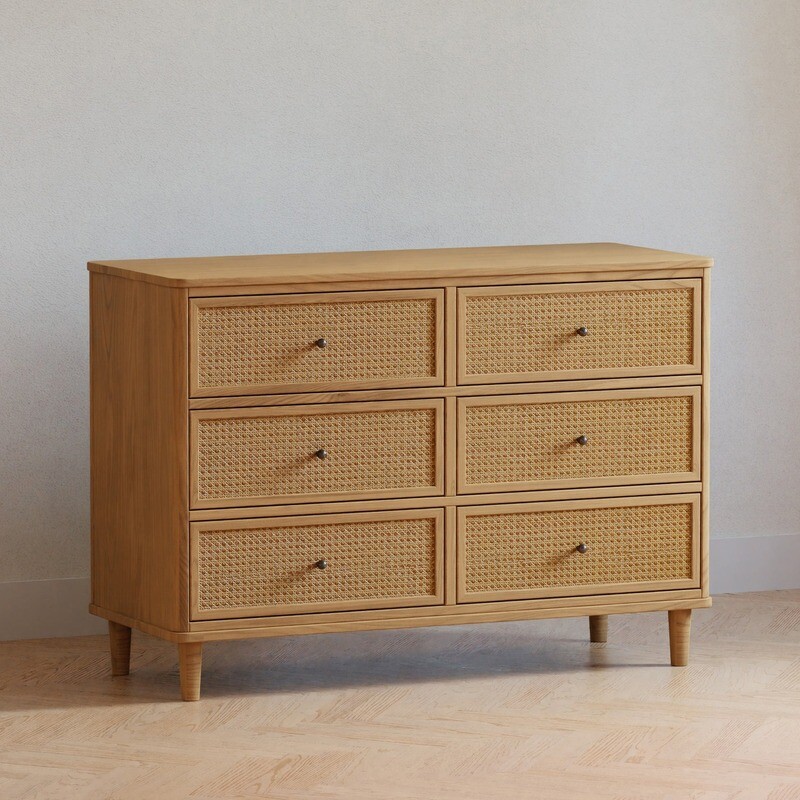 Marin with Cane 6 Drawer Dresser - Honey
