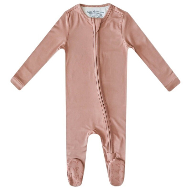 Copper Pearl Zip-Up Footie Pajama - Pecan